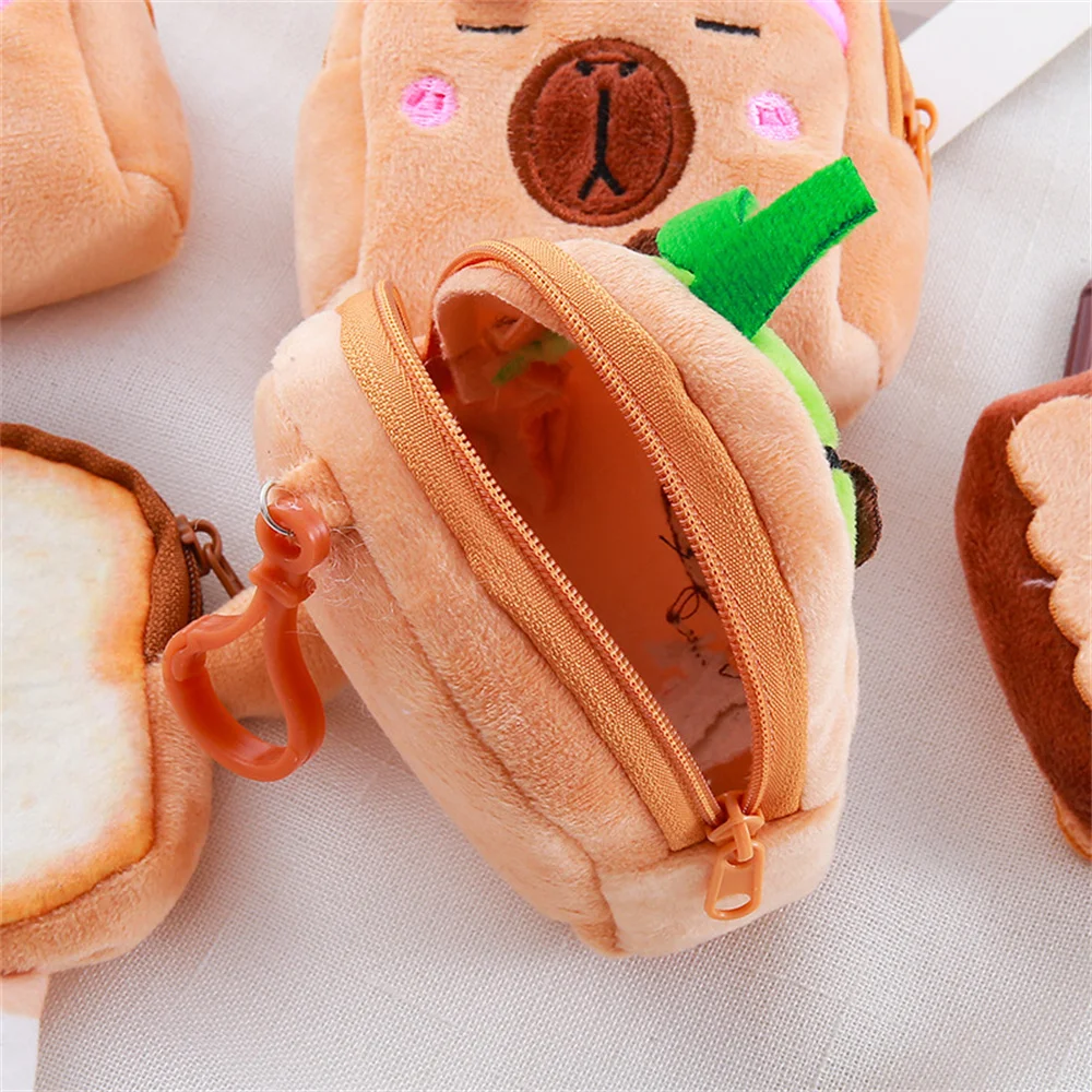 Cute Capybara Plush Wallet Cartoon Animal Coin Purse Portable Money Changer Pouch Earphone Storage Bag Birthday Gifts