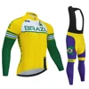 Brazil Summer Long Sleeve Cycling Clothing Set Team Jersey Men Suit Breathable Outdoor Bike MTB Clothing Paded Ciclismo Maillot 6