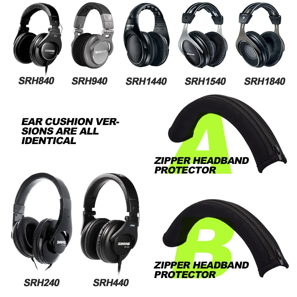 Replacement Foam Ear Pads for Shure SRH240 SRH440 SRH840 SRH940 SRH1440 SRH1540 SRH1840 memory foam Earpads Protein Leather