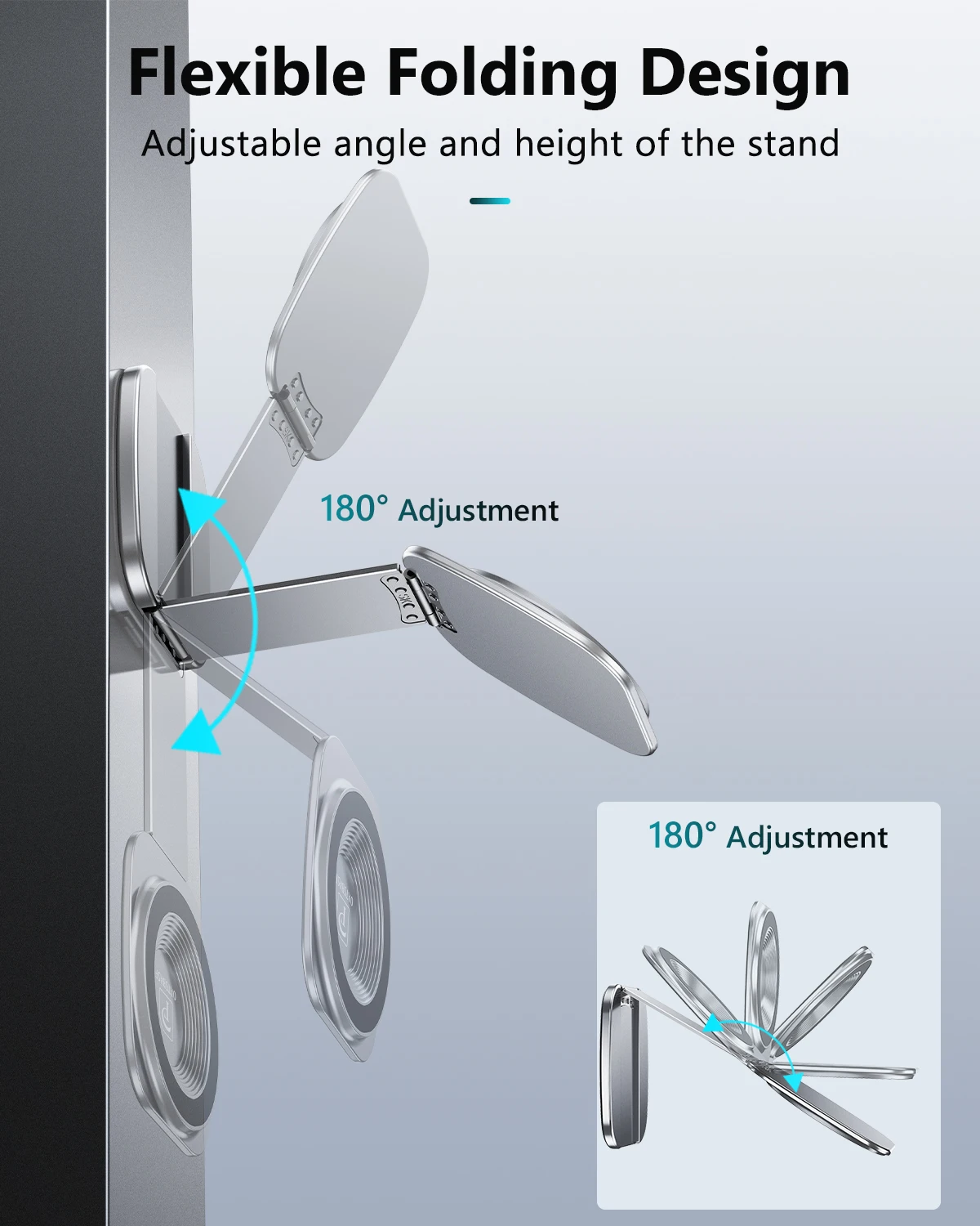 Eary Magnetic Phone Holder Mount For Wall Desktop Stable Metal Magnet Base With Flexible Foldable Compatible With All SmartPhone