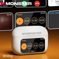 MONSTER Wireless Bluetooth 5.3 Earphones LCD Touch Screen Headphones ANC Noise Reduction Headset Built In HD Mic  Music Earbuds 3