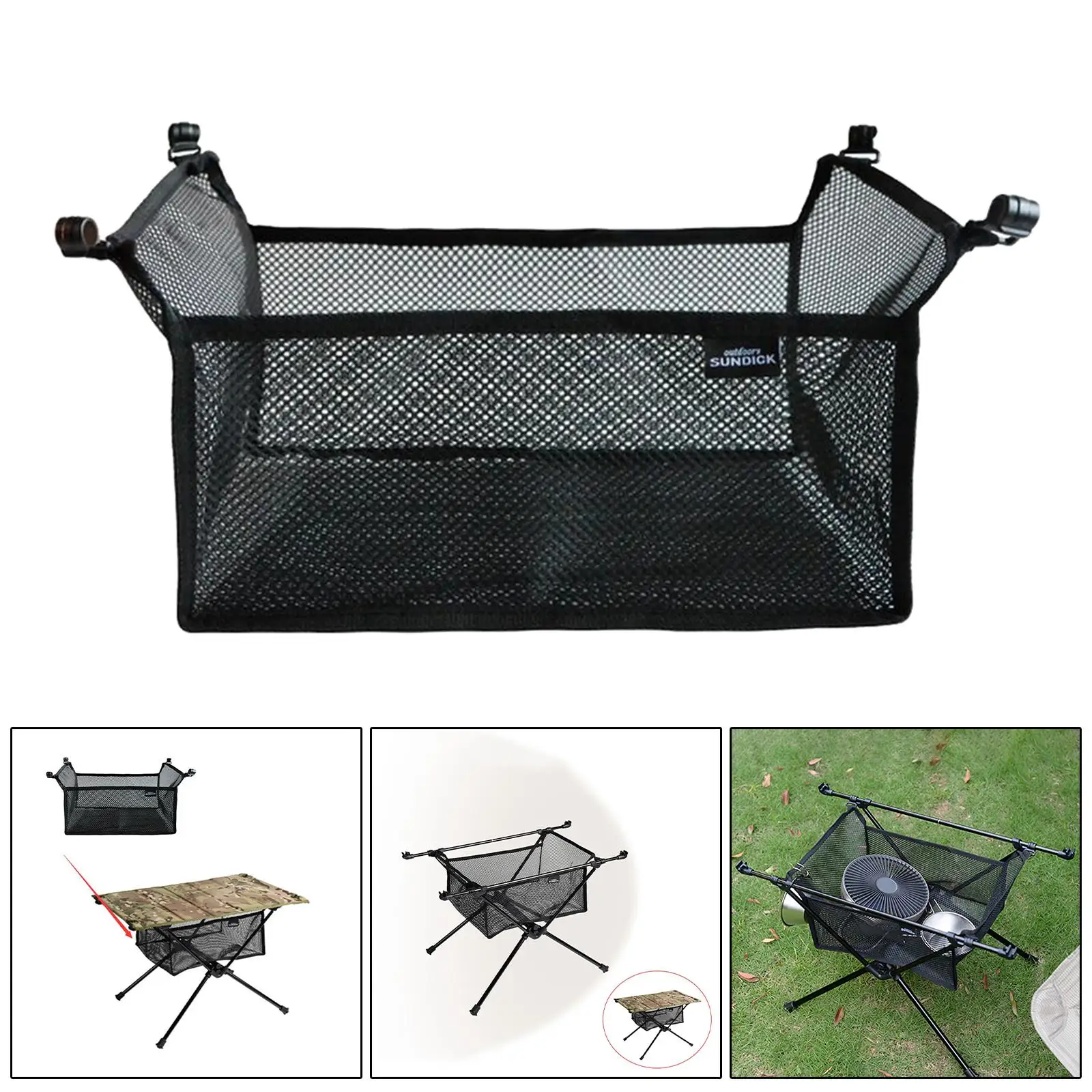 Folding Table Bag Mesh Basket Lightweight Camping Desk Organizer for Picnic