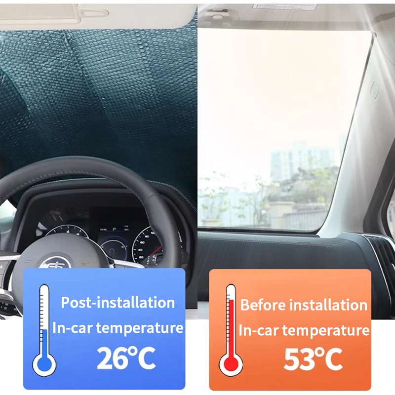 Car Sunshade Car Window Sun Shade Car Front Window Cover Anti-UV Protection Front Rear Windshield Block Windscreen Cover Auto Accessories