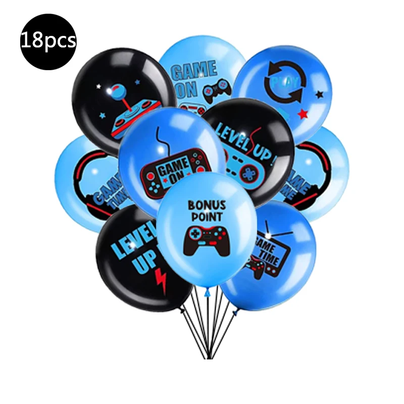 Juego de suministros para fiestas de videojuegos, decoración para fiesta de cumpleaños de bebé niño, telón de fondo para juegos de feliz cumpleaños, cubiertas para mesas de juego, globos para jugadore