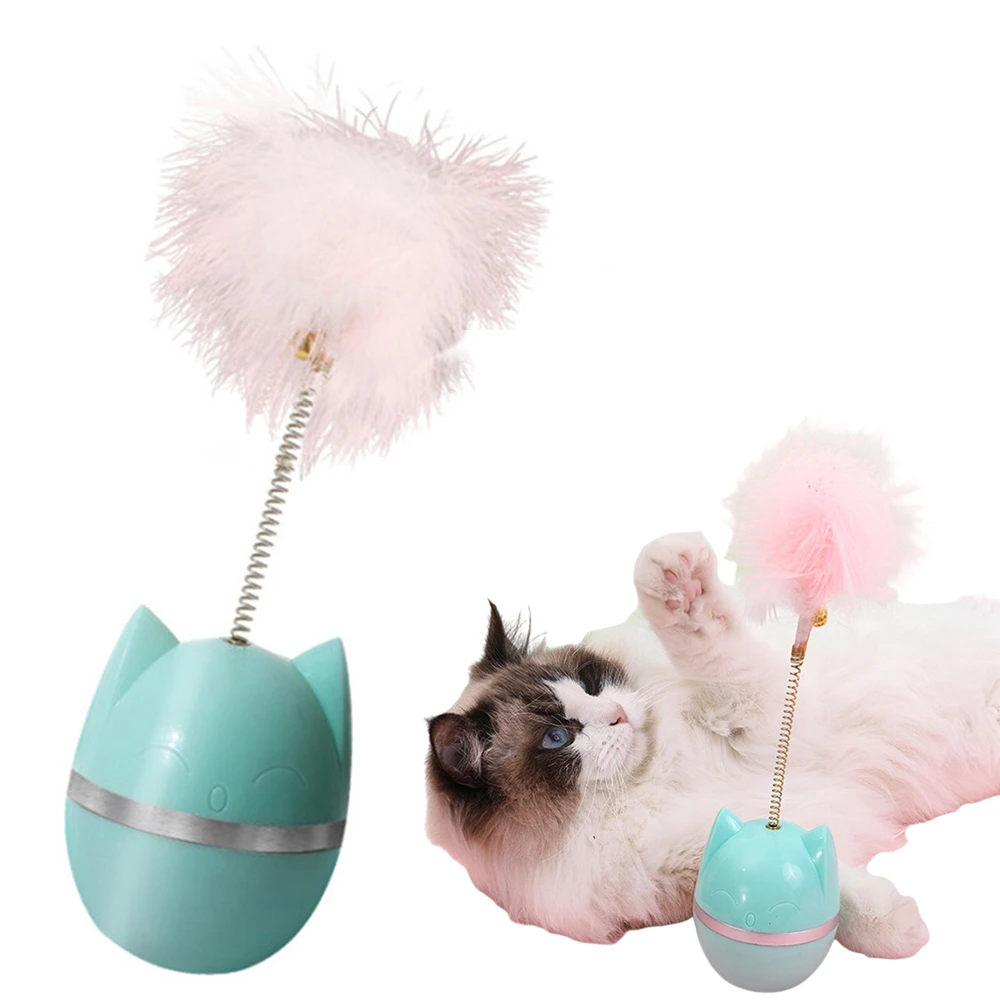 Juguetes interactivos para gatos con campana, juguete de primavera con plumas reales, productos para mascotas, para gatos|Juguetes para gato| - AliExpress