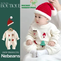 Christmas Baby Boys Girls Rompers Santa Claus Deer Newborn Bodysuits Embroidery Cartoon Christmas Festival Gift Baby Jumpsuit