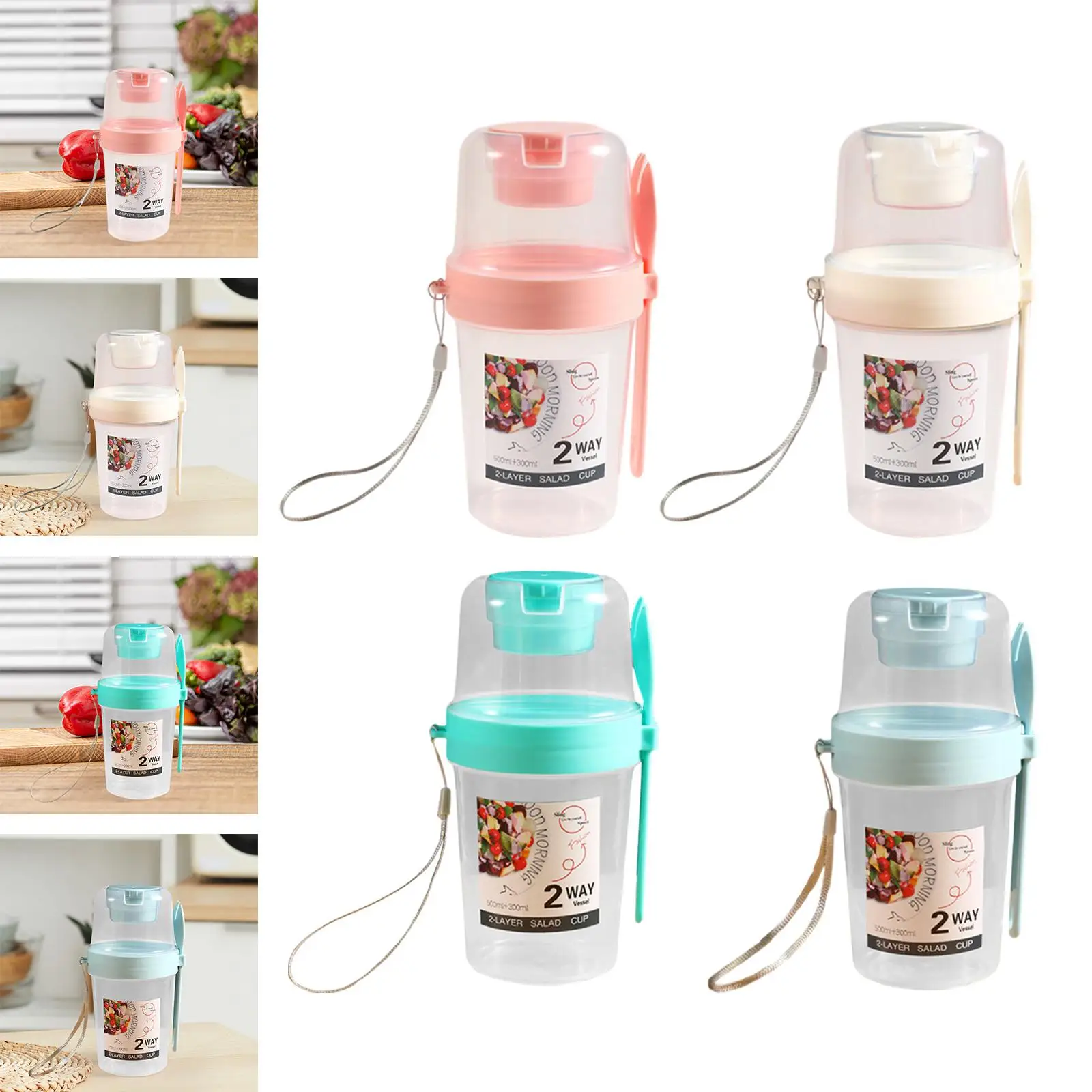 Portable Salad Cup Fruits and Vegetables Yogurt Parfait Cup on The Go Salad