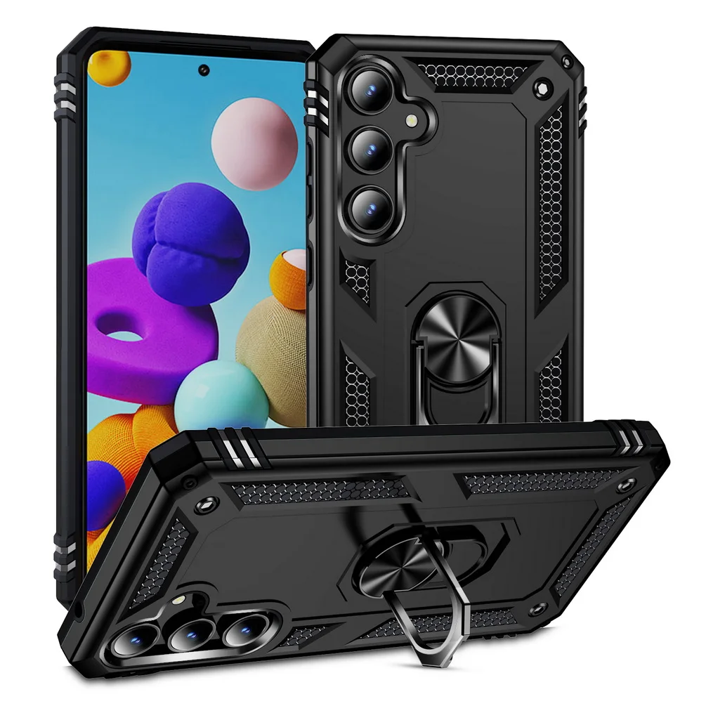 Durable Armor Shockproof Phone Case with Metal Ring Holder