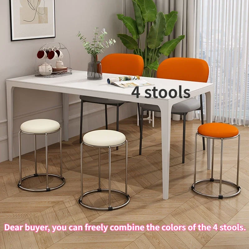 

Italian Minimalist Stool Stackable Round Stools Dining Stools Thickened Ottomans Comfortable To Sit in Modern Simple Furniture