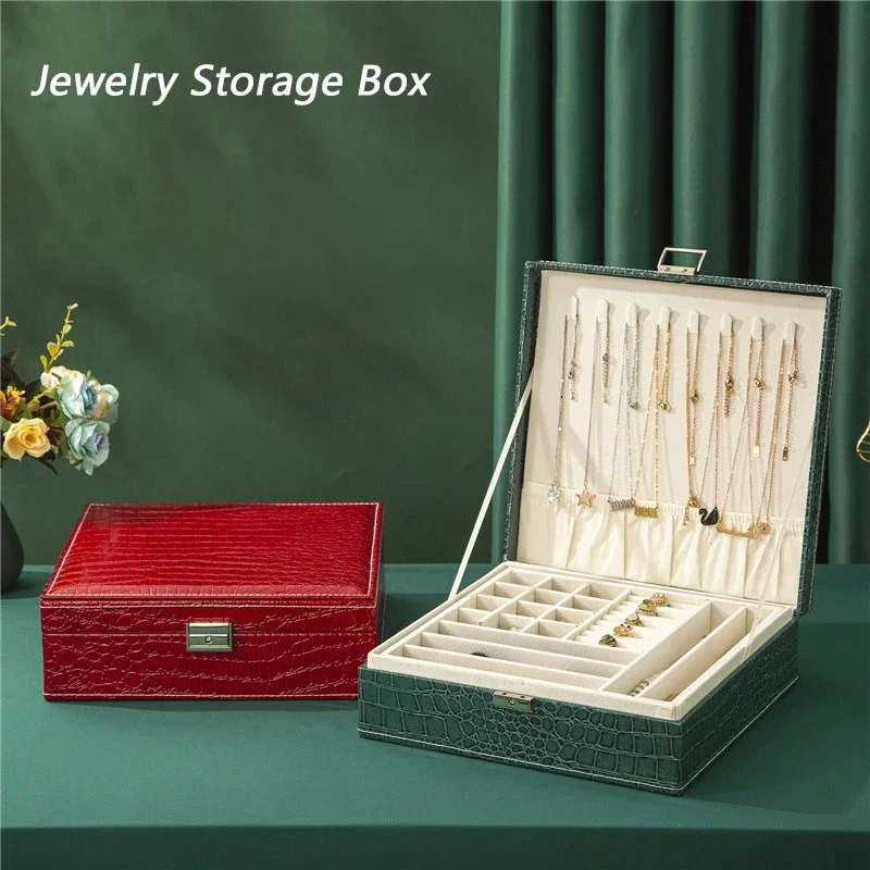 

Multi-function Leather Jewelry Storage Boxes Household Necessary Necklace Earrings Rings Display Holder Ornaments Organizer Case