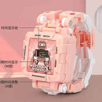어린이용 핸드 헬드 게임 시계, 작은 장난감, 어린이 변형 로봇, 어린이 시계, 여아 및 남아용 시계