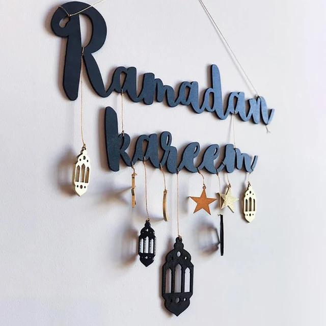 2024 Ramadan Kareem Decor Moon Star hanging Pendant Wooden Craft Eid  Mubarak Ramadan Decoration For Home Door Wood Plaque Sign - AliExpress