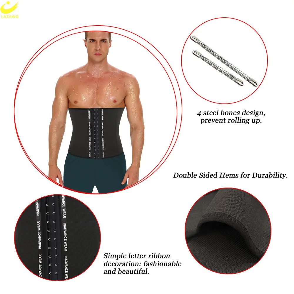 LAZAWG Waist Trainer for Men Belly Control Body Shaper Weight Loss Waist Cincher Trimmer Slimming Girdle Gym Fat Burner