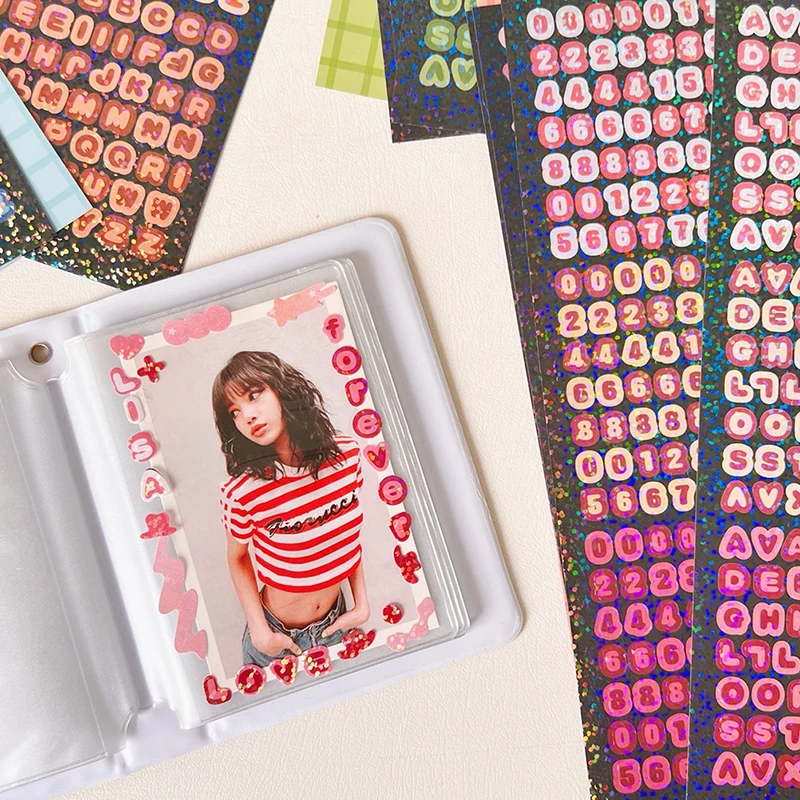 4 Blätter/Packung Laser Bling Brief Geschenk Alphabet Aufkleber Dekorieren Photocard Scrapbooking DIY Fotoalbum Schreibwaren – Detail 7