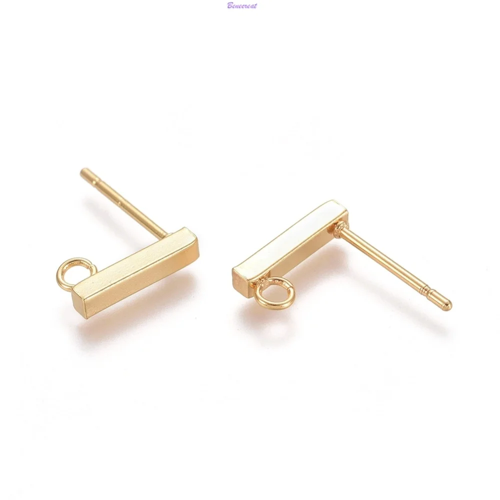 

10PC 304 Stainless Ear Stud Components with Loop Rectangle Golden 10x2x2mm Stainless Steel Color 20x2x2mm Hole: 1.5mmPin: 0.8mm
