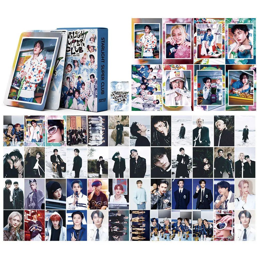 Nowa kolekcja kart fotograficznych KPOP SKZOO Straykids, 55 sztuk, FELIX, HYUNJIN, BANG CHAN Starlight super club, ten sam prezent świąteczny