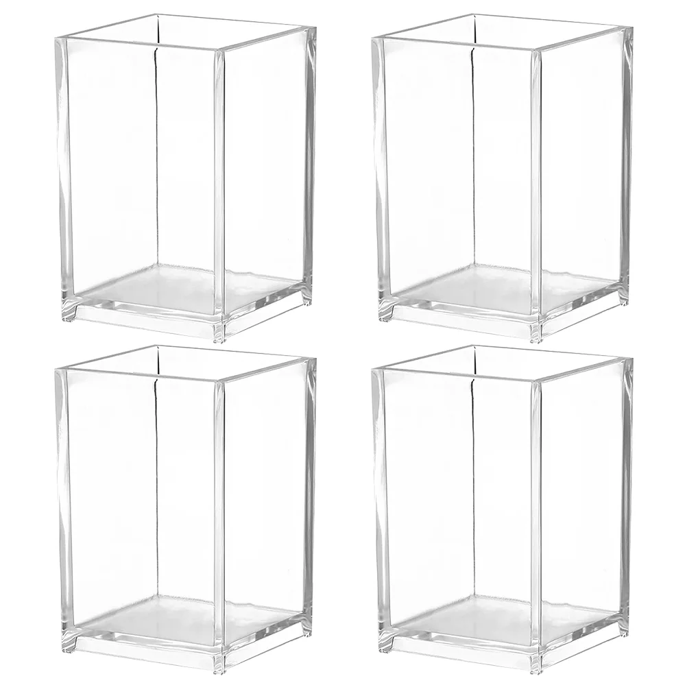 

4pcs Transparent Pen Storage Box Desktop Storage Holder Makeup Brush Holder