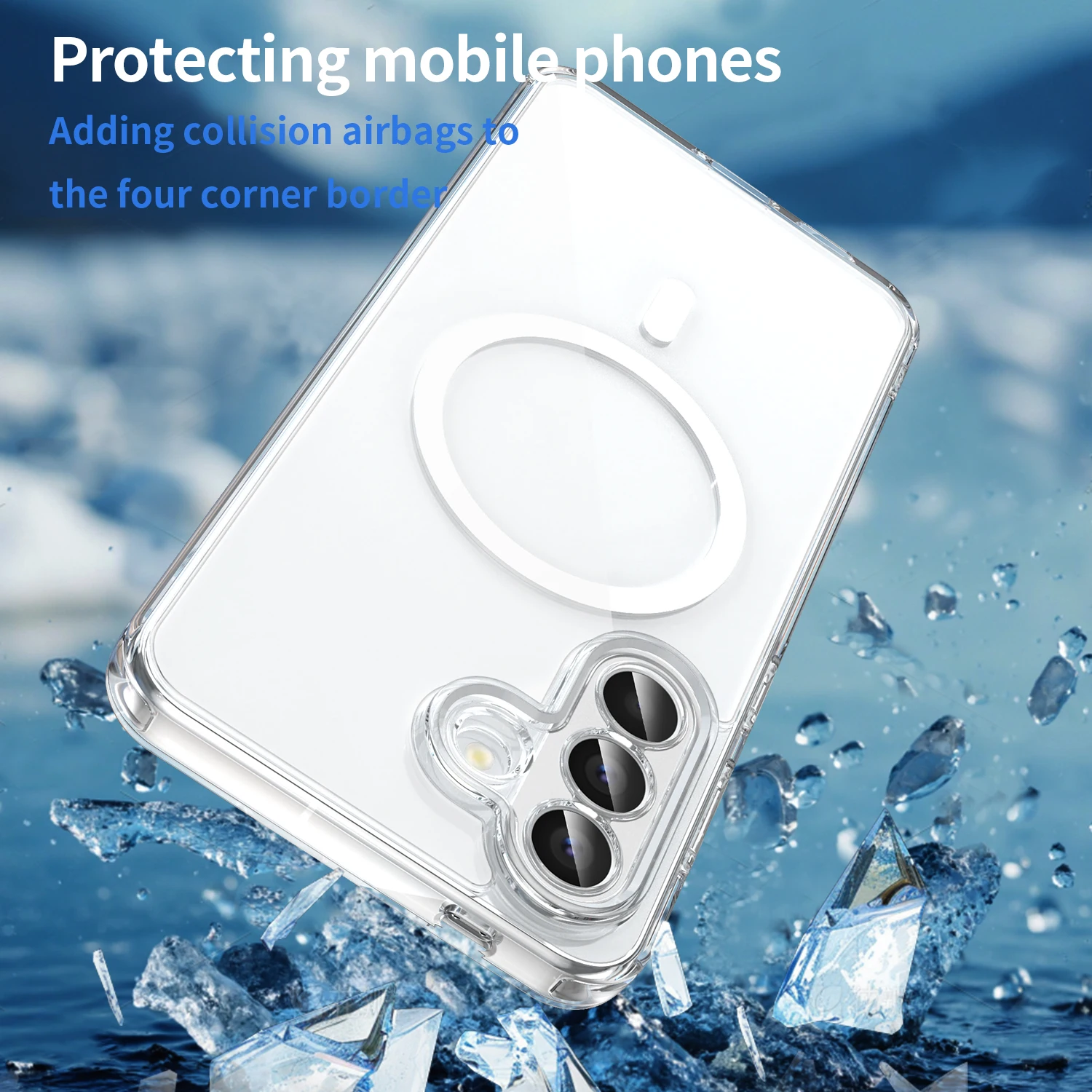 Magnetic Transparent Shockproof Phone Case with Soft TPU Frame