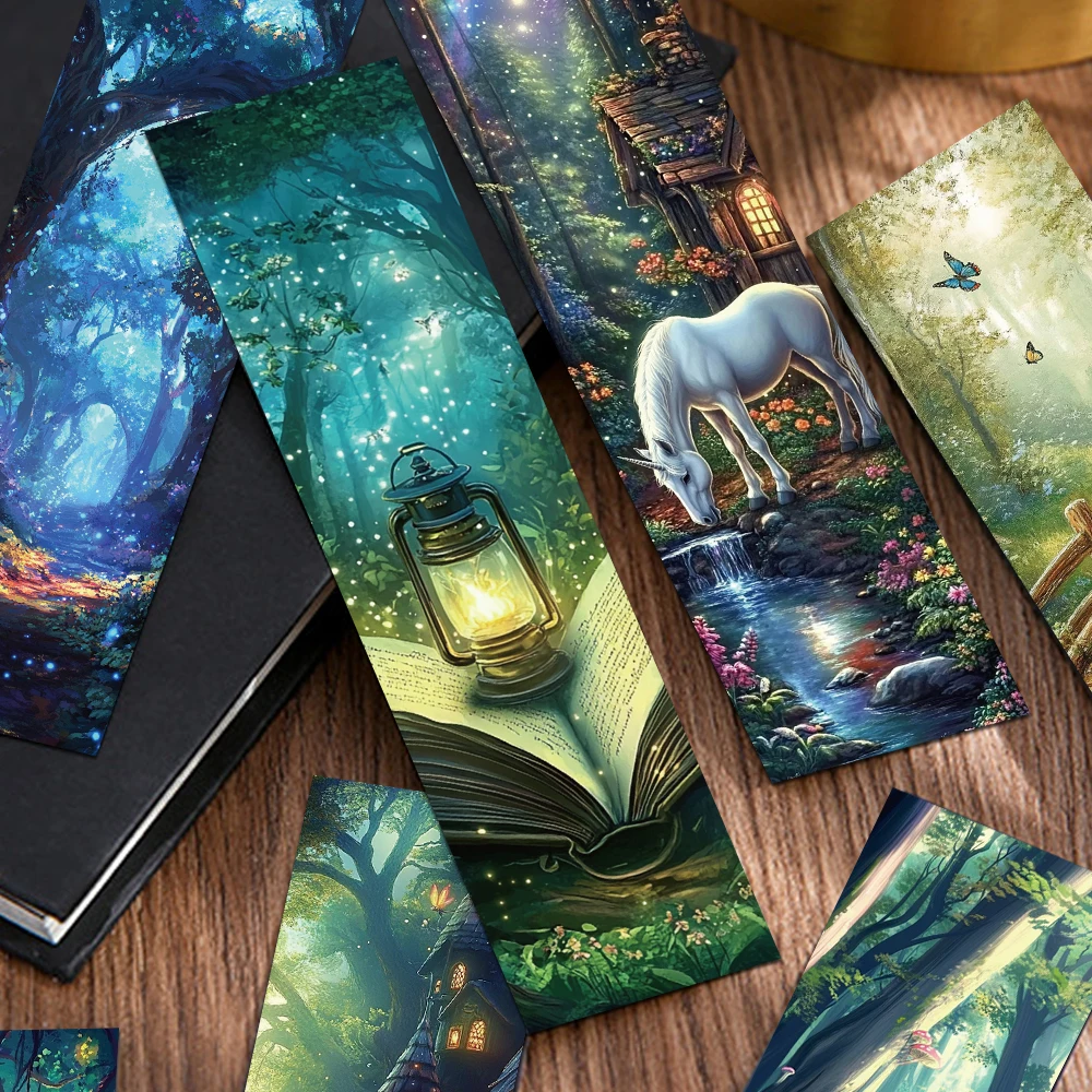 30pcs Mysterious Forest Bookmarks Reading Pages Books Tagged Students Stationary Supplies DIY Aesthetic Bookmark Creative Gifts