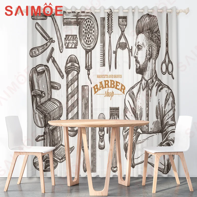 KoreanBarberGraffitiPosterCurtainLivingRoomBedroomPartition