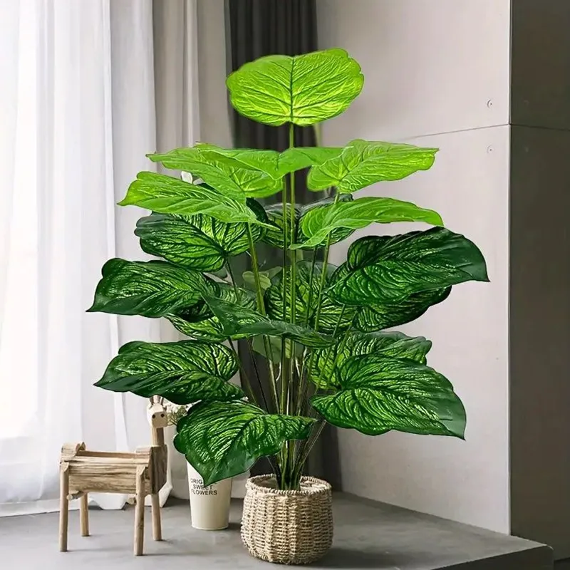 18 Large Leaves Tropical Plant Artificial Green Veined Broad Leaf Tropical  Rainforest Decorative Tree For Wedding Home - AliExpress 15