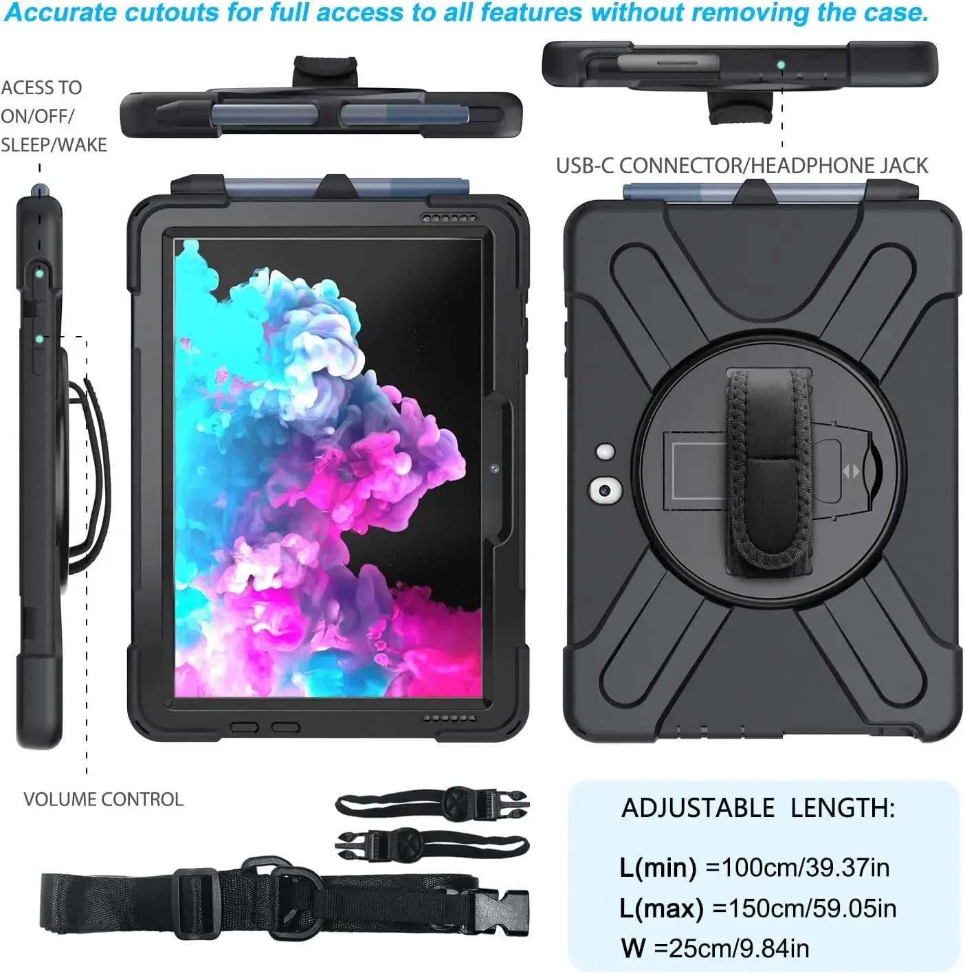 Lidar com Bolsa de Ombro para Microsoft Surface Resistente à Prova de Choque com Pen Holder Funda go go 10.5 Pro 12.3 - Imagem 6