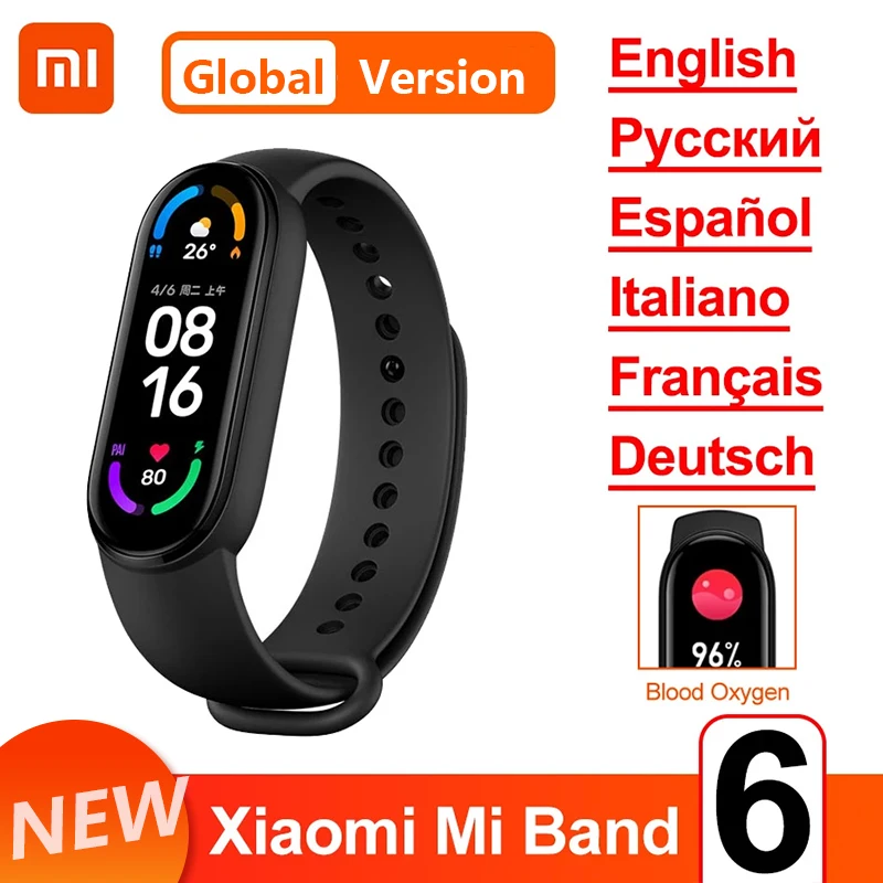 

Global Version Xiaomi Mi Band 6 Smart Bracelet 5 Color AMOLED Screen Miband 6 Blood Oxygen Fitness Traker Bluetooth Waterproof