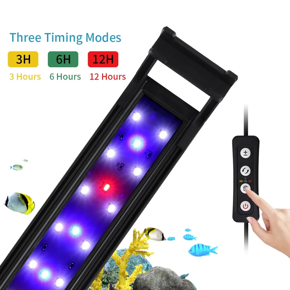 Full Spectrum Planted Aquarium LED Lighting 20-63cm 110V-240V External Controller, With Extendable Brackets, Fish Tank Light