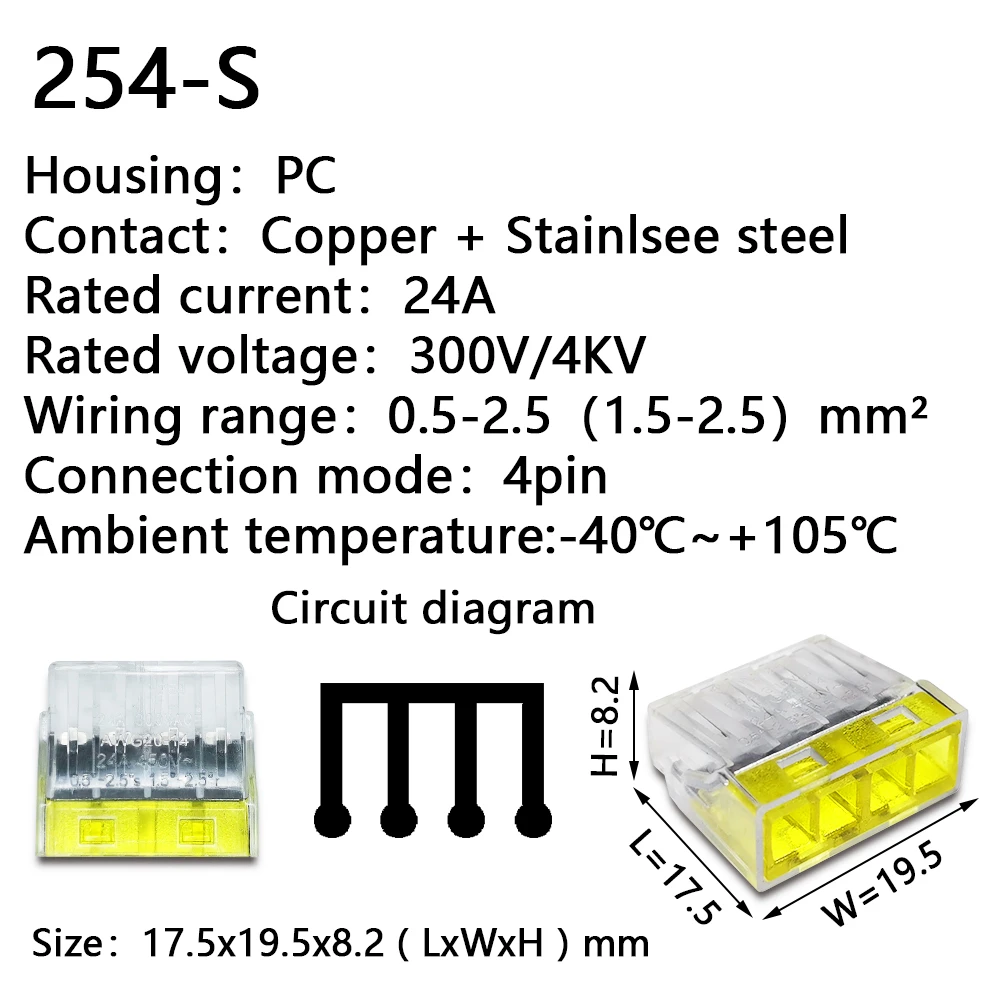 Mini Fast Wire Cable Connectors Universal Compact Conductor Spring Splicing Wiring Connector Push-in Terminal Block 601 412 battery disconnect switch Electrical Equipment & Supplies