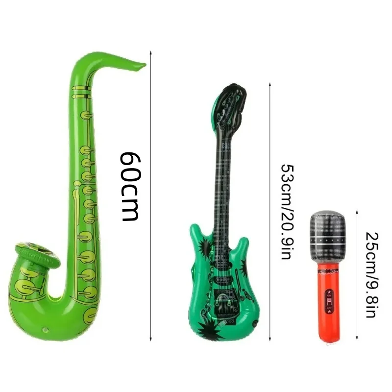 6/24Pcs Inflatable Instruments Toy Music Balloons Set Simulation Instrument Guitars Saxophones Microphones Party Toy Kids Toy 6