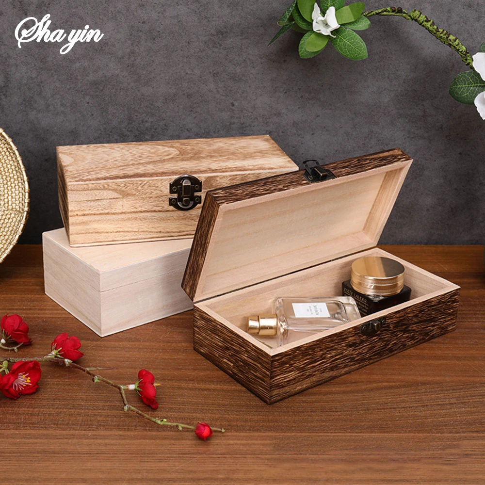 Wooden Gift Box Rectangular Wooden Box - Colored Storage Box Wooden Gift Packaging Box Organizer Box 3