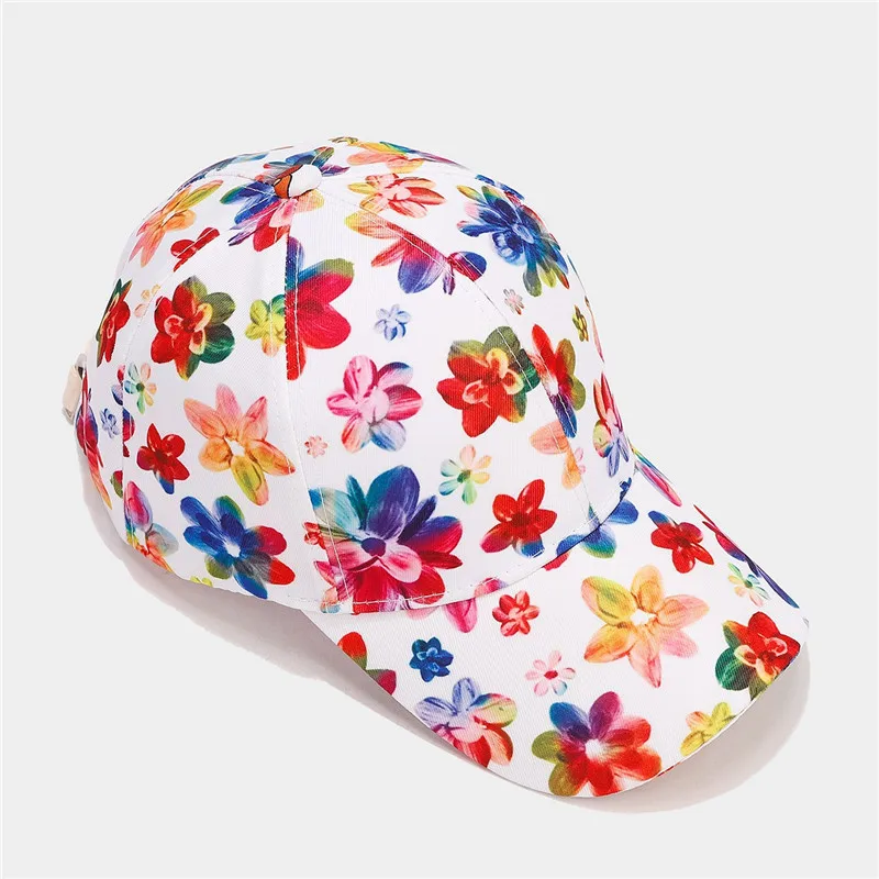 Summer Polyester Flower Print Casquette Baseball Cap Adjustable Outdoor Snapback Hats Women 36 baseball cap sun hat