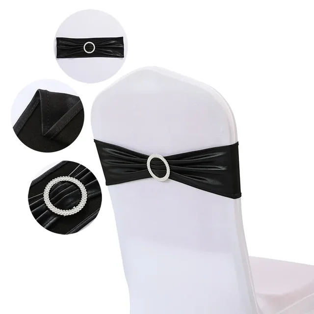 Fleur de dossier de chaise de banquet de mariage d'hôtel de luxe-bande élastique sans cravate avec le design de feuille d'or 5