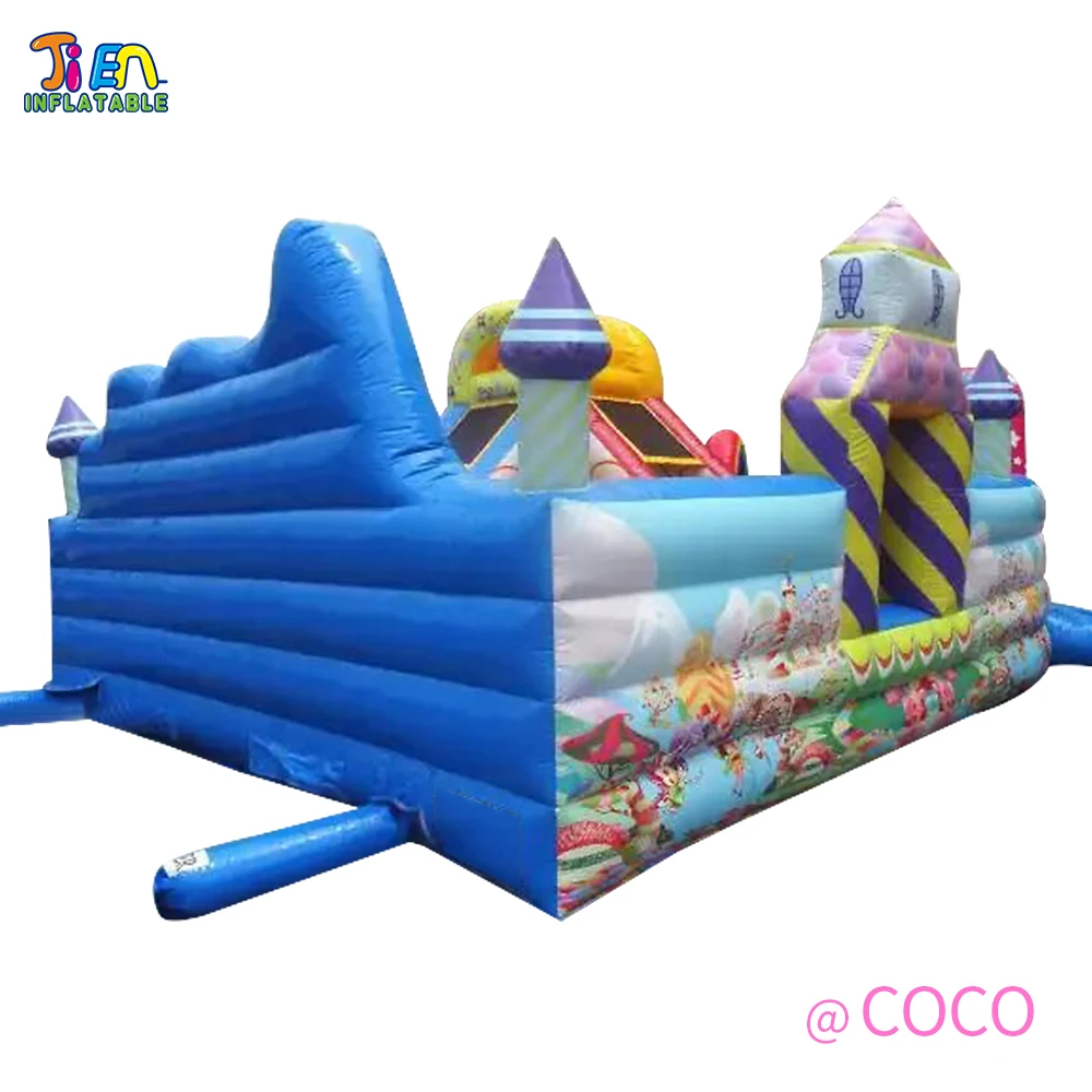 7.5x5.5m custom amusement park inflatable funcity, commercial rent inflatable bouncy house with slides 4
