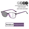 Women Men Retro Photochromic Multifocal Glasses Color Changing Near Far Reading Glasses Unisex Presbyopia Eyewear Sunglasses 1