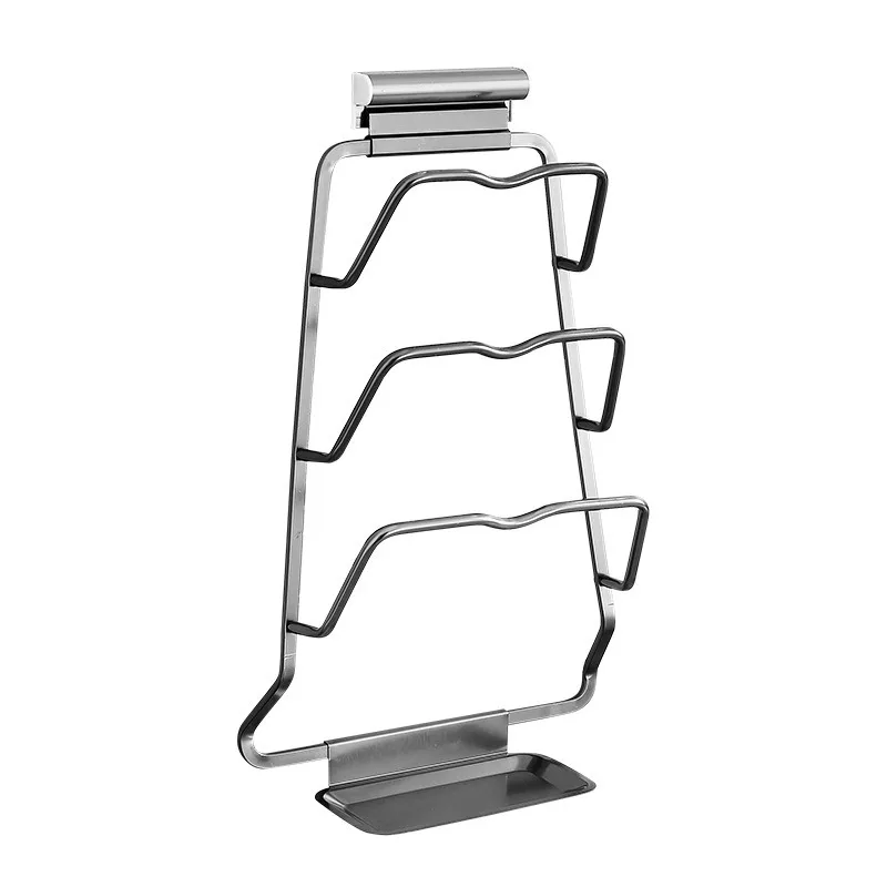 No Drill Wall Mounted Pot Lid Organizer Adjustable Storage Kitchen Cabinet Cookware Space Saving Kitchen Accessories
