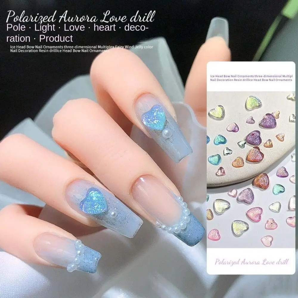 

Manicure Accessories Resin Love Heart Nail Charms Heart Nail Decorations Aurora Nail Art Drills Nail Jewelry Nail Rhinestones