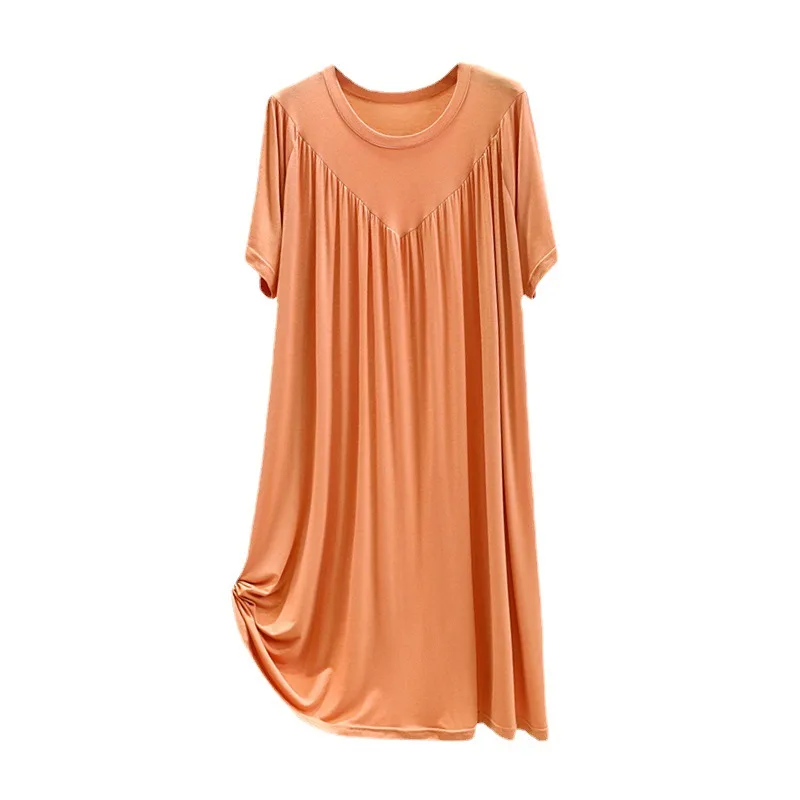 Women Nightgowns, Women Nightdresses, Sleeping Dress Summer Nightgowns Women Large Size Loose Long Casual Homewear Sleepwear Dresses Female Short Sleeve Modal Nightdress Women 130KG