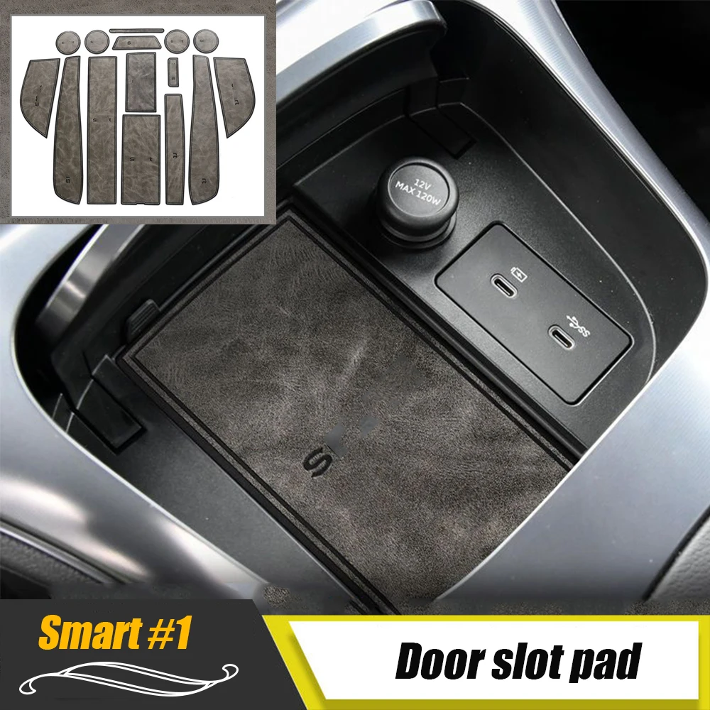 

For Smart #1 Smart#1 Non-Slip Door Groove Pad Leather Car Gate Slot Pad Mat Water Coaster Storage Box Interior Protect Cover