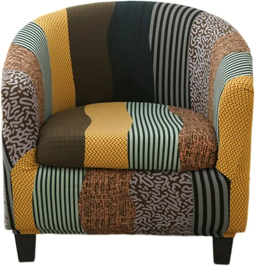 

GOSTADYClub Soft Stretch Printed Round Chair Covers Armchair Covers Furniture Protector for Living Room Hotel Counter Cafe