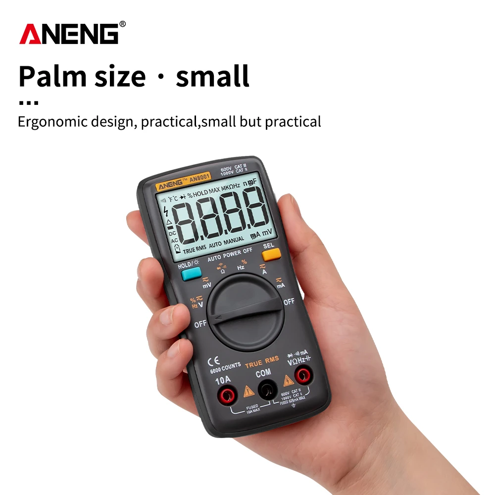 Цифровой мультиметр ANENG AN8001 профессиональный 6000 отсчетов тестер конденсаторов