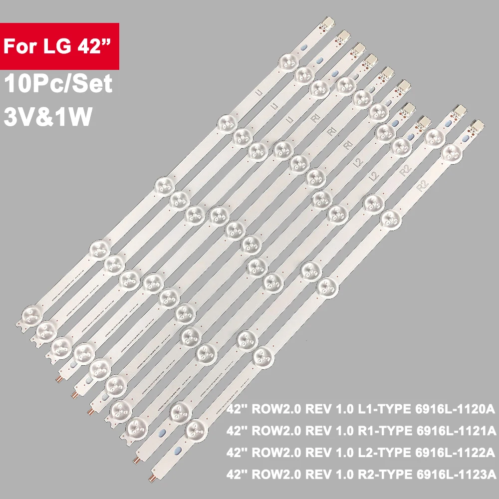 10Pcs/set 42in LED Backlight Strip for LIG 42LN 3V1W 5Led 42LN570V-ZA 42LN570V-ZE 42LN5757-ZE 42LN5758-ZE 42LN575R-ZE 42LA615V-Z 10pcs led tv backlight strip for 55 inch 6 6lamps sj ym d5500602 2835es m 3v