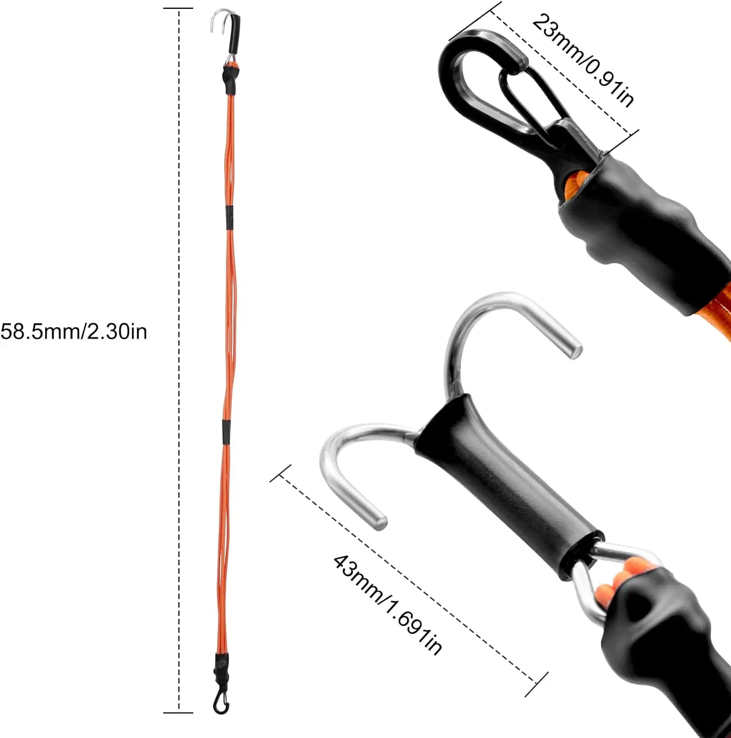 Corde élastique haute résistance pour RC Crawler Buggy, étirée pour montrer son élasticité.
