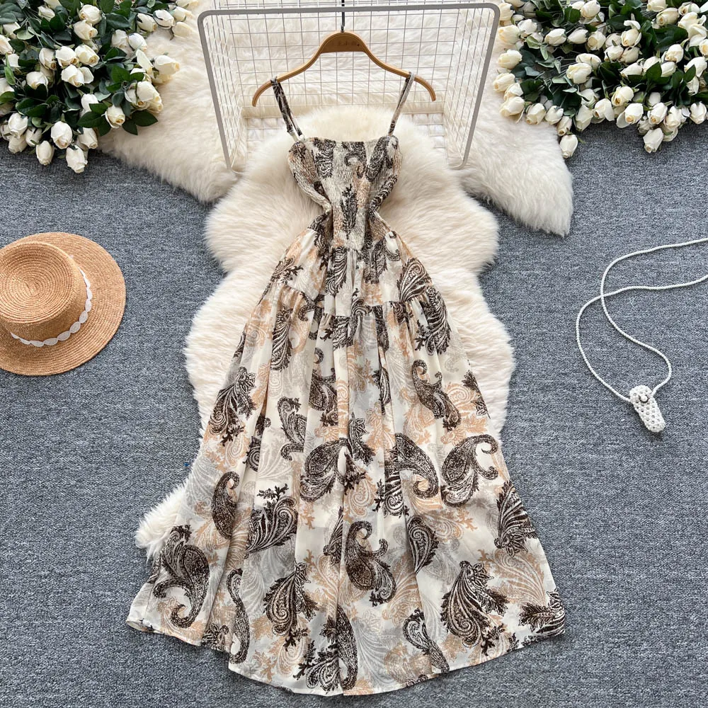 أنيقة خمر مثير طباعة أكمام الجنية ألف خط الصيف الن...