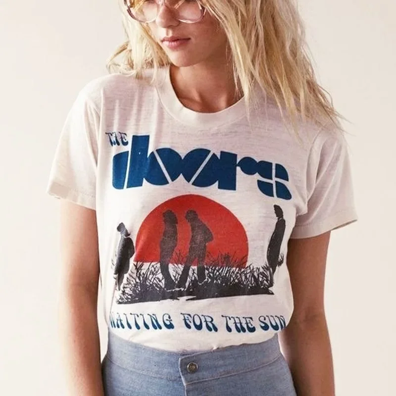 Camiseta con estampado de Sol para mujer, Top Kawaii de manga corta, informal, estética Vintage, Y2k, 323