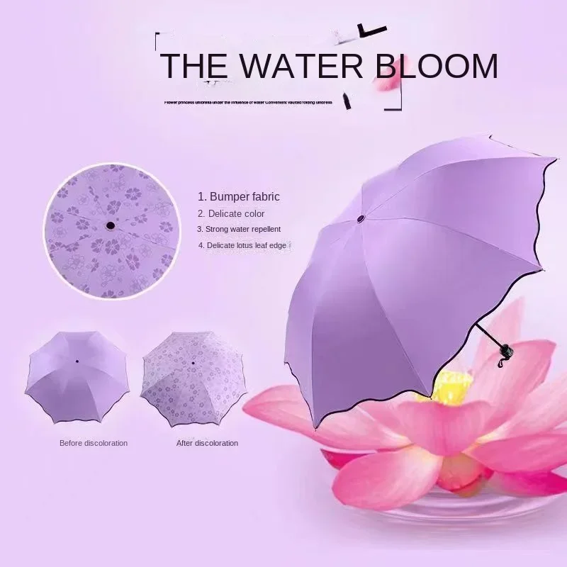 Description Picture 3 of itemPortable Umbrella Creative Water Flowering Umbrella Ruffled Sunny and Rain Umbrella Windproof UV-proof Manual Vinyl Umbrella