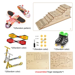 Miniature Finger Skateboard and Scooter Toy Set with Accessories (Staircase model A)