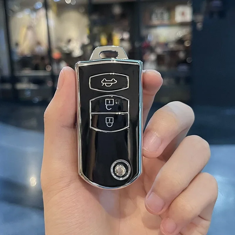 Tpu 2/3 Pulsanti Shell Fob Bag Keyless Key Protector Per Mazda 3 5 6 Series M6 Rx8 Mx5 Car Flip Key Case Cover Accessori