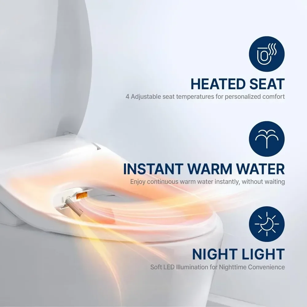 NEW-Inus R31 Electric Heated Bidet Toilet Seat Elongated, Warm Water, Smart Heated Water Luxury Bidet Toilet Seat with Remote Co