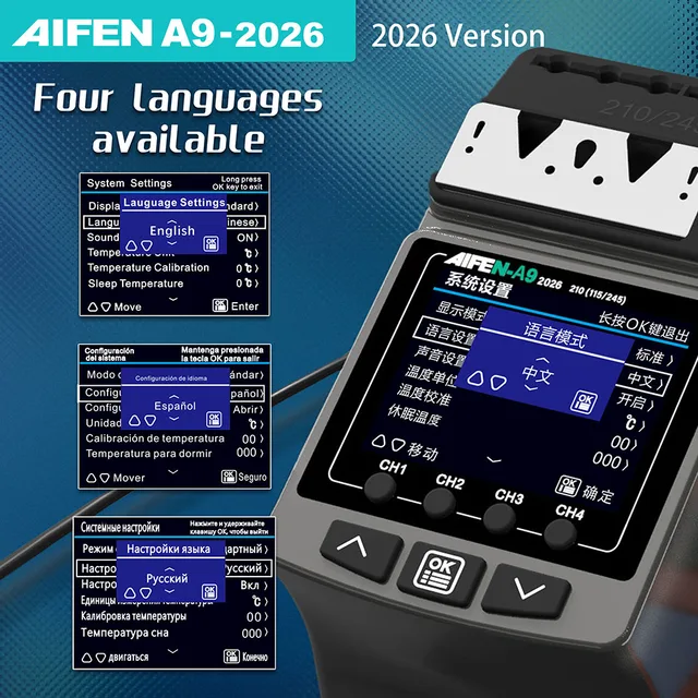 كاوية لحام احترافية AIFEN A9 (إصدار 2026) – قدرة 180 واط تدعم مقابض C210 2